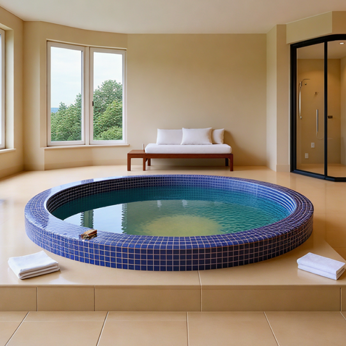 Spa mosaïque TILED 190 rond 5 places installé en extérieur